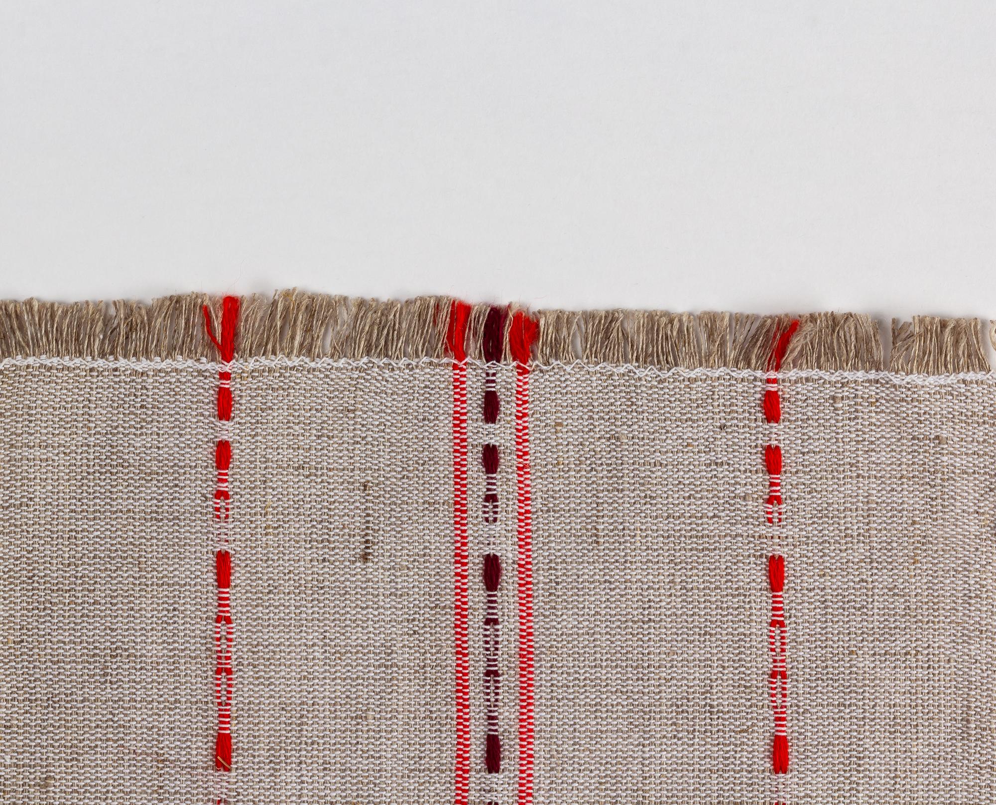 close-up of hand embroidery on linen