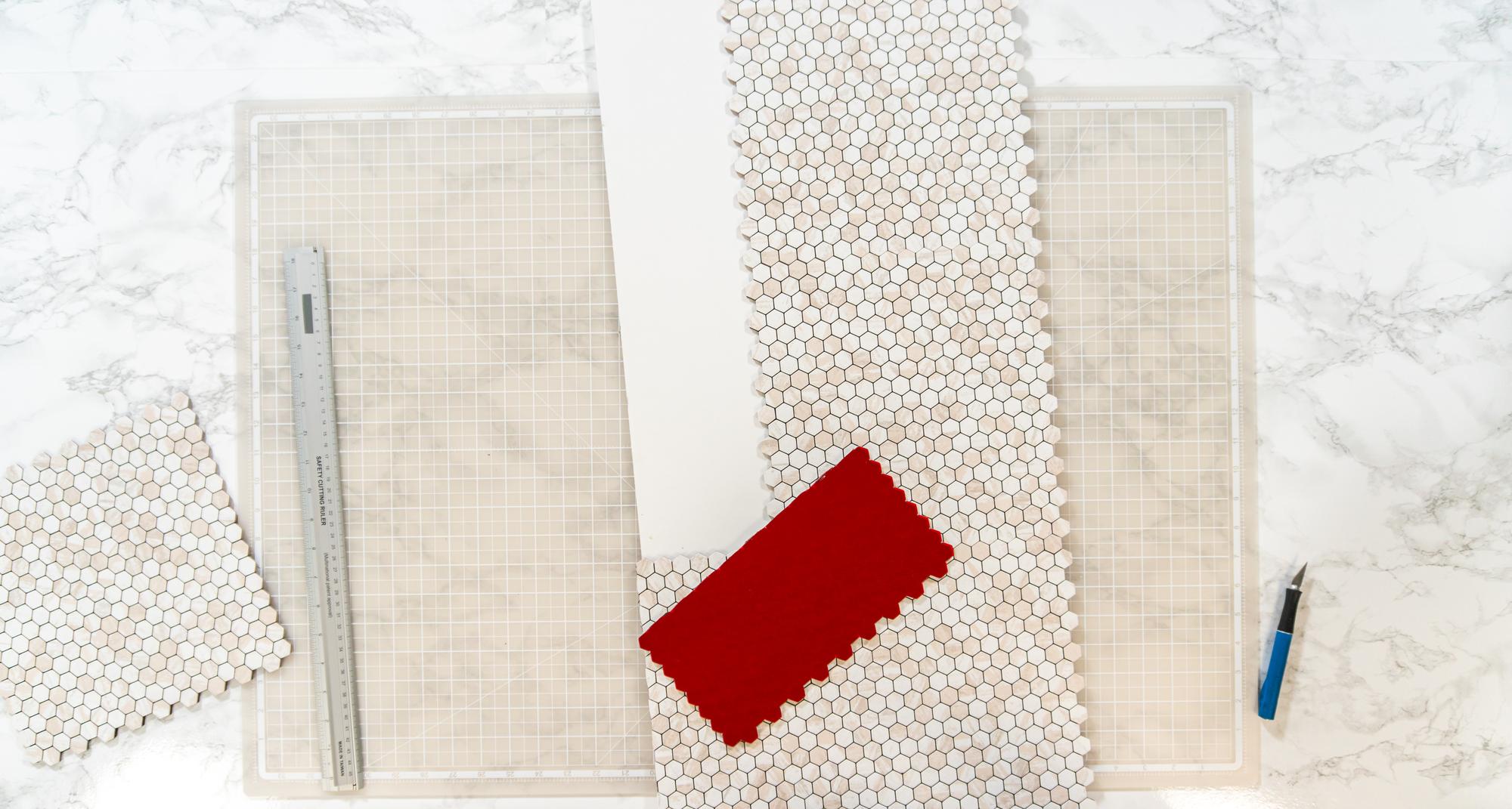 sample package flatlay with embroidered swatches
